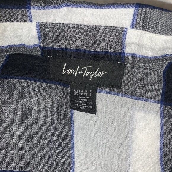 Lord & Taylor Black/White Check Plaid  Button Up Blouse Shirt Size XS - Picture 8 of 11
